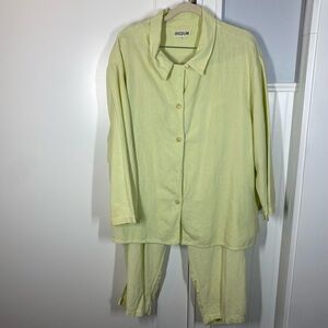 iridium set lagenlook boho relaxed citron green 100% cotton size‎ xl resortwear